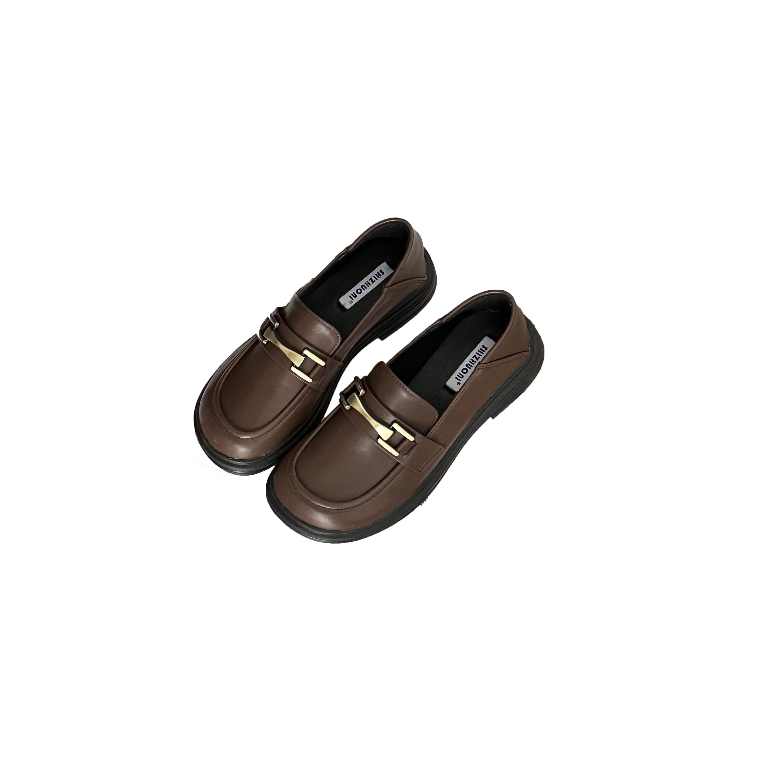 SIZHUONI Women's Chunky Heel Loafer Shoes 2024 New Thick Sole Casual Low Heel Slip-On Leather Shoes - Image 5